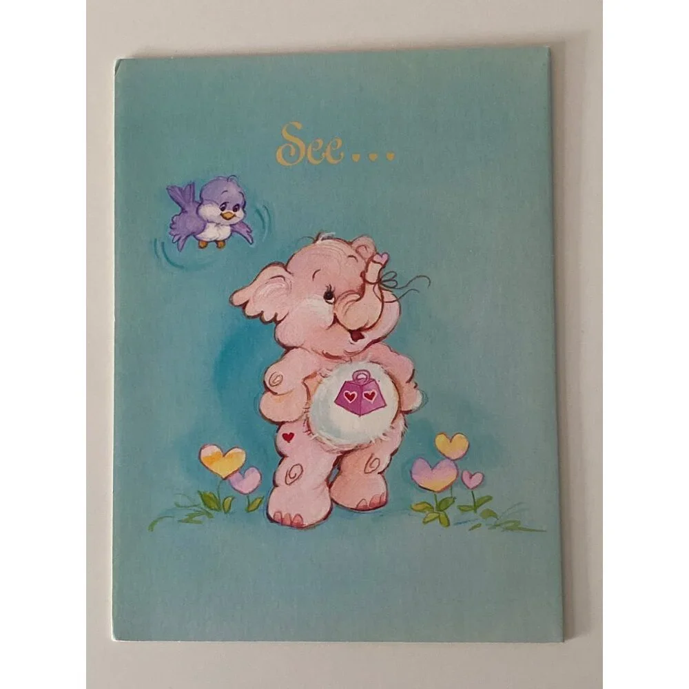 2 VTG American Greetings Cards CAREBEARS Forget Me Not Happy Birthday